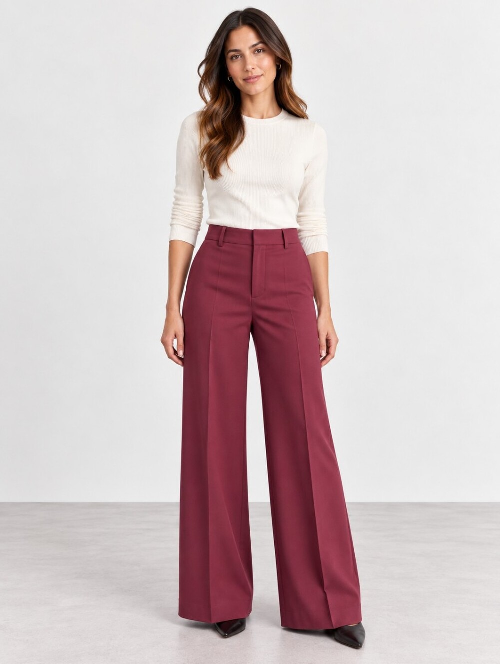 Banana Republic Factory Sculpted Stretch Wide Leg Pants 8P Bright Wine